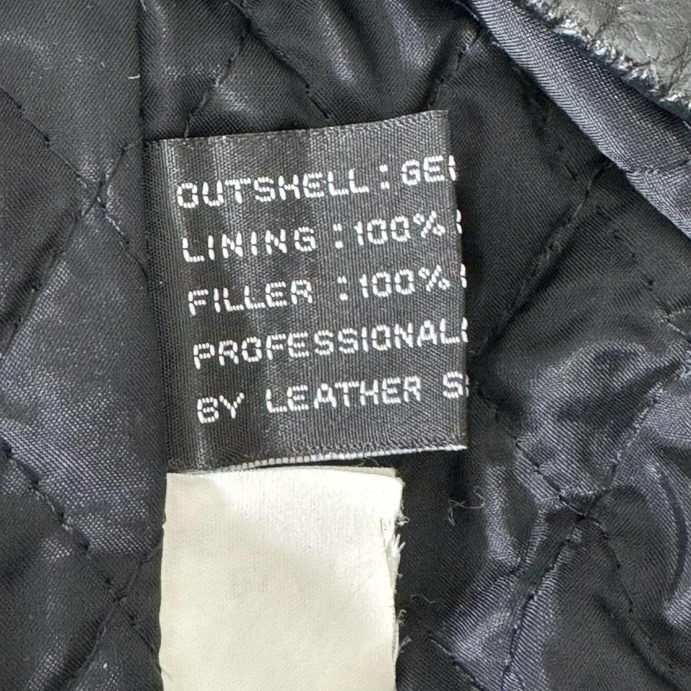 Vintage Black Leather Jacket Mens Medium 90s Grunge Americana Button Front